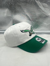 Load image into Gallery viewer, Detailed close-up of the 47 Philadelphia Eagles NFL Throwback White Two Tone Adjustable Hat - Classic Clean Up Style fabric, showcasing high-quality material and craftsmanship of this Philadelphia Eagles hat.