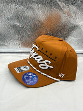 Load image into Gallery viewer, Side angle of the Texas Longhorns NCAA '47 Brand Orange Hitch Rope Adjustable Snapback Hat featuring adjustable snapback closure for a customizable fit.