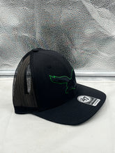 Load image into Gallery viewer, Side angle of the 47 Brand Philadelphia Eagles NFL Throwback Black Trucker Adjustable Hat - Classic Style, showcasing the trucker design, a must-have Philadelphia Eagles hat.