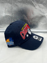 Load image into Gallery viewer, Flat lay of the UConn Huskies NCAA '47 Brand 1999 Champs Navy Clean Up Adjustable Strapback Hat, showing its color and adjustable features.