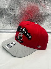 Load image into Gallery viewer, Side view of Ohio State Buckeyes NCAA '47 Brand Red TT Hitch Script Adjustable Snapback Hat, featuring adjustable snapback closure for personalized fit.