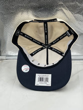 Load image into Gallery viewer, Flat lay image of Chicago Cubs MLB '47 Brand Natural Two Tone Hitch Adjustable Snapback Hat showcasing its stylish design and logo.