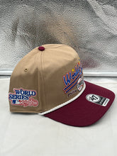 Load image into Gallery viewer, Back view of the Phillies Vs Royals 1980 World Series Dueling MLB '47 Khaki Hitch Adjustable Hat showing adjustable strap detail.