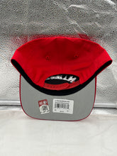 Load image into Gallery viewer, Ohio State Buckeyes NCAA '47 Red Reversed Hitch Script Adjustable Snapback Hat worn outdoors, perfect for game day or casual outings.