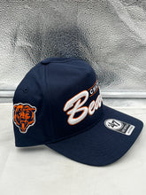 Load image into Gallery viewer, Chicago Bears NFL '47 Brand Navy Blue Hitch Script Snapback Adjustable Hat showcasing the stylish script design and iconic logo.