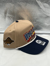 Load image into Gallery viewer, Flat lay of Braves Vs Guardians 1995 World Series Dueling MLB '47 Khaki Hitch Adjustable Hat with stylish design.