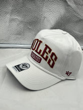 Load image into Gallery viewer, Florida State Seminoles FSU NCAA '47 White Rope Script Hitch Adjustable Hat view showing the front design featuring the Seminoles script logo.