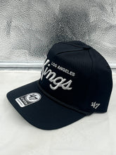 Load image into Gallery viewer, Los Angeles Kings NHL '47 Brand Black Script Hitch Rope Adjustable Snapback Hat side view highlighting the adjustable snapback design.