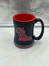 Load image into Gallery viewer, a black and red coffee mug with ole ole mississippi on it