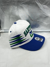 Load image into Gallery viewer, Hartford Whalers NHL '47 Brand White Diamond Hitch Adjustable Snapback Hat - Back view displaying the snapback closure and detailed stitching.