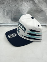Load image into Gallery viewer, Seattle Kraken NHL '47 Brand White Diamond Hitch Adjustable Snapback Hat front view showcasing the logo.