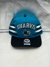 Load image into Gallery viewer, San Jose Sharks NHL '47 Brand Teal Diamond Hitch Adjustable Snapback Hat showcasing a stylish teal color and adjustable snapback design for hockey fans.