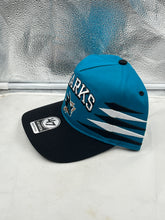 Load image into Gallery viewer, San Jose Sharks NHL '47 Brand Teal Diamond Hitch Adjustable Snapback Hat displayed from the front view.