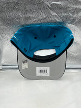 Load image into Gallery viewer, San Jose Sharks NHL '47 Brand Teal Diamond Hitch Adjustable Snapback Hat shown from a side angle.