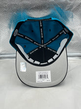 Load image into Gallery viewer, Back view of the San Jose Sharks NHL '47 Brand Teal Diamond Hitch Adjustable Snapback Hat.