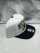 Load image into Gallery viewer, Michigan Wolverines NCAA '47 Brand White Two Tone Hitch Adjustable Snapback Hat back view featuring the snapback closure.