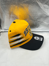 Load image into Gallery viewer, Boston Bruins NHL '47 Brand Yellow Diamond Hitch Adjustable Snapback Hat back view displaying the branded strap and diamond logo.
