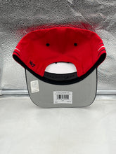 Load image into Gallery viewer, Close-up view of the Chicago Blackhawks NHL '47 Brand Red Diamond Hitch Adjustable Snapback Hat showing its adjustable strap.