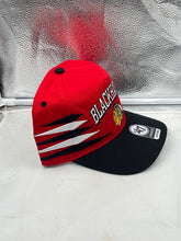 Load image into Gallery viewer, Side angle view of the Chicago Blackhawks NHL '47 Brand Red Diamond Hitch Adjustable Snapback Hat showcasing its unique diamond design.