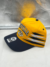 Load image into Gallery viewer, Nashville Predators NHL '47 Brand Yellow Diamond Hitch Adjustable Snapback Hat displayed on a mannequin head showing its vibrant yellow color and adjustable strap.