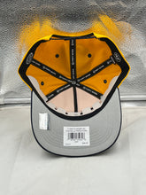Load image into Gallery viewer, Side view of the Nashville Predators NHL '47 Brand Yellow Diamond Hitch Adjustable Snapback Hat, showcasing the adjustable snapback feature and diamond pattern.