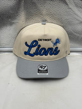 Load image into Gallery viewer, Detroit Lions NFL '47 Brand Natural TT Script Hitch Snapback Adjustable Hat front view showcasing the embroidered team logo.
