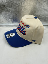 Load image into Gallery viewer, Close-up of the Buffalo Bills NFL '47 Brand Natural TT Script Hitch Snapback Adjustable Hat, emphasizing its premium quality and durable fabric, ideal for fans wanting a reliable Buffalo Bills hat.
