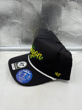 Load image into Gallery viewer, Close-up view of the Oregon Ducks hat featuring the adjustable snapback design and stylish rope detail.