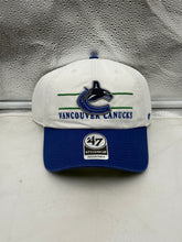 Load image into Gallery viewer, Vancouver Canucks NHL '47 Brand White Two Tone Clean Up Strapback Adjustable Hat - stylish and comfortable Vancouver Canucks hat for fans.