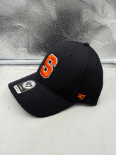 Load image into Gallery viewer, Close-up view of the Syracuse Orange NCAA '47 Brand Navy Blue MVP Adjustable Hat showing detailed stitching and vibrant colors. An essential Syracuse Orange hat for game days.