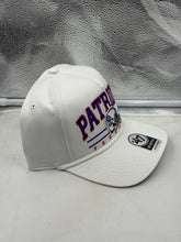 Load image into Gallery viewer, Back view of New England Patriots NFL '47 Throwback White Hitch Rope Snapback Adjustable Hat with adjustable snapback closure - essential New England Patriots hat for all fans.