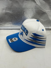 Load image into Gallery viewer, Close-up of the Detroit Lions NFL '47 Brand White TT Diamond Hitch Snapback Adjustable Hat featuring comfortable adjustable snapback closure and diamond hitch pattern.