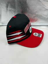 Load image into Gallery viewer, Ohio State Buckeyes NCAA '47 Brand Black Diamond Hitch Snapback Adjustable Hat displayed at an angle, showcasing its stylish design and adjustable snapback feature.