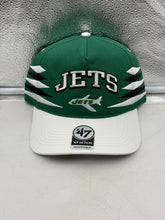 Load image into Gallery viewer, New York Jets NFL '47 Throwback Green TT Diamond Hitch Snapback Adjustable Hat showcasing the iconic Jets logo and classic design.