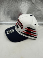 Load image into Gallery viewer, Close-up view of the New England Patriots NFL '47 Brand White Diamond Hitch Snapback Adjustable Hat highlighting the adjustable snapback feature and quality materials.