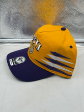 Load image into Gallery viewer, Side view of the LSU Tigers NCAA '47 Brand Gold TT Diamond Hitch Snapback Adjustable Hat with adjustable snapback feature for a perfect fit.