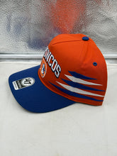 Load image into Gallery viewer, Close-up view of the Denver Broncos NFL '47 Throwback Orange TT Diamond Hitch Snapback Adjustable Hat highlighting premium quality fabric and adjustable snapback feature.