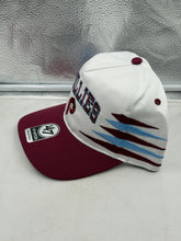 Load image into Gallery viewer, Close-up view of the Philadelphia Phillies MLB '47 Brand White Diamond Hitch Adjustable Snapback Hat emphasizing the iconic Phillies logo and diamond hitch detail.