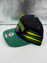 Load image into Gallery viewer, Side view of the Oregon Ducks NCAA '47 Brand Black Diamond Hitch Snapback Adjustable Hat highlighted with its adjustable strap and quality fabric.