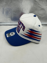 Load image into Gallery viewer, Close-up view of the New York Giants NFL '47 Brand White TT Diamond Hitch Snapback Adjustable Hat highlighting the unique diamond pattern and bold team logo.