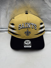 Load image into Gallery viewer, New Orleans Saints NFL '47 Brand Gold TT Diamond Hitch Snapback Adjustable Hat displayed on a mannequin, showcasing its stylish design and iconic team logo.