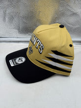 Load image into Gallery viewer, Close-up view of the New Orleans Saints NFL '47 Brand Gold TT Diamond Hitch Snapback Adjustable Hat, highlighting the unique diamond hitch style and high-quality material.