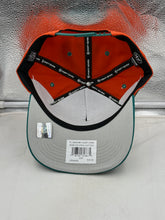 Load image into Gallery viewer, Close-up view of Miami Dolphins NFL '47 Throwback Orange TT Diamond Hitch Snapback Adjustable Hat highlighting the iconic team logo and quality materials for durability.
