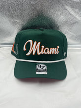 Load image into Gallery viewer, Miami Hurricanes NCAA '47 Brand Green Script Hitch Rope Snapback Adjustable Hat - Casey's Sports Store