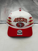 Load image into Gallery viewer, San Francisco 49ers NFL '47 Brand White TT Diamond Hitch Snapback Adjustable Hat displayed on a neutral background showcasing its premium fabric and adjustable snapback design.