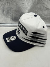Load image into Gallery viewer, Close-up view of New York Yankees MLB '47 Brand White TT Diamond Hitch Adjustable Snapback Hat showcasing its classic white fabric and adjustable snapback feature.
