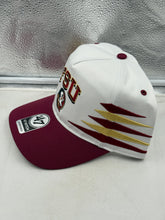Load image into Gallery viewer, Side view of the Florida State Seminoles FSU NCAA '47 White Diamond Hitch Snapback Adjustable Hat, highlighting the adjustable strap and quality fabric construction.