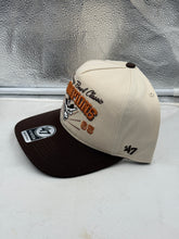 Load image into Gallery viewer, Side view of the Texas Longhorns NCAA '47 Orange Bowl Natural TT Hitch Adjustable Snapback Hat showcasing its adjustable snapback design and vibrant colors, ideal for any Texas Longhorns hat enthusiast.