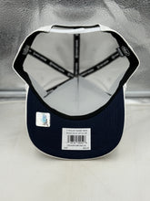 Load image into Gallery viewer, The Denver Broncos NFL '47 Brand White Roscoe Hitch Rope Snapback Adjustable Hat placed against a vibrant background, showcasing its fashionable design and fan appeal. Essential Denver Broncos hat for loyal supporters.