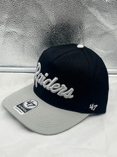 Load image into Gallery viewer, Las Vegas Raiders NFL '47 Brand Black Two Tone Script Hitch Adjustable Hat - Casey's Sports Store